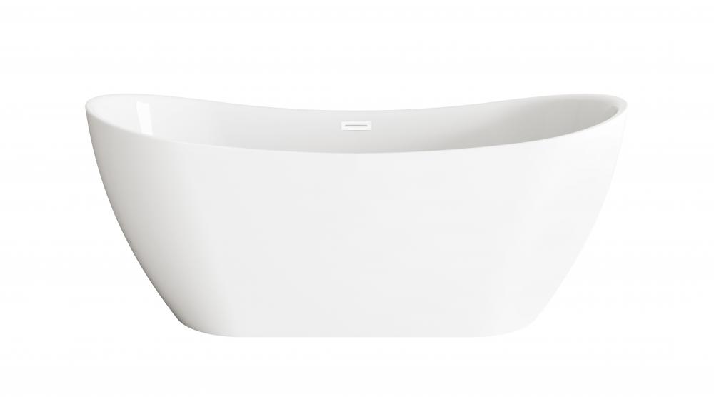 67 inch Bathtub in Glossy White with Polished White Trim