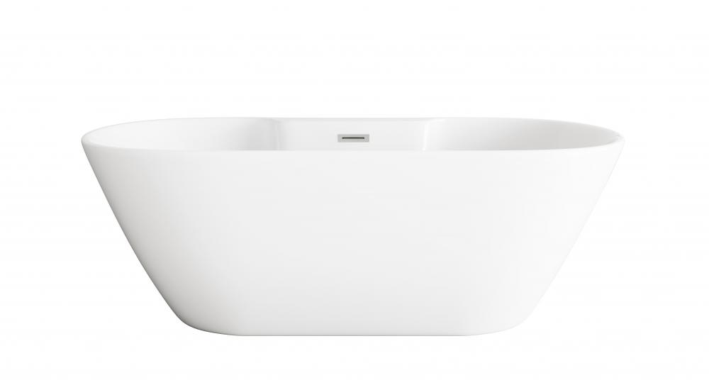 67 inch Bathtub in Glossy White with Brushed Nickel Trim