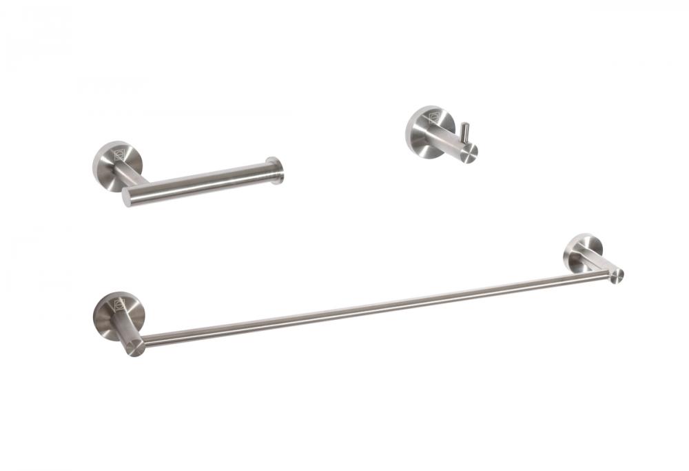 Freya 3-Piece Bathroom Hardware Set in Brushed Nickel