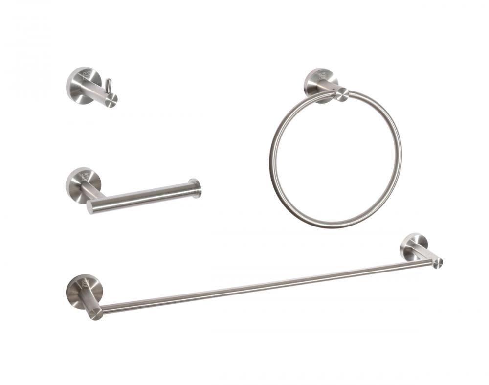 Freya 4-Piece Bathroom Hardware Set in Brushed Nickel