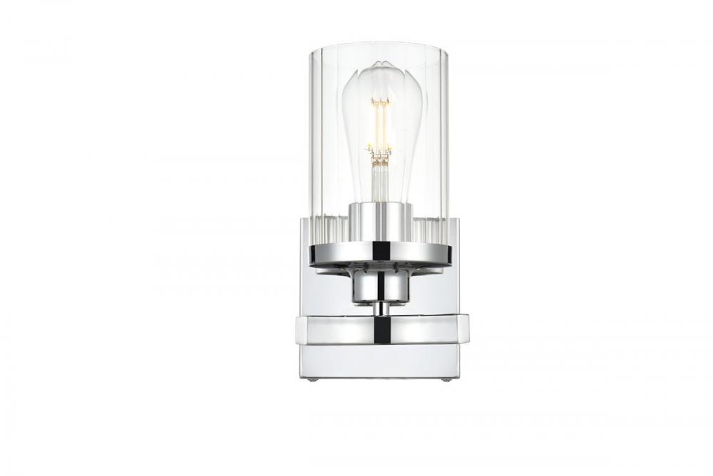 Saanvi 1 Light Chrome and Clear Bath Sconce