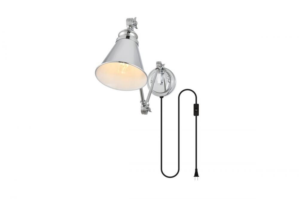 Van 1 Light Chrome Swing Arm Plug in Wall Sconce