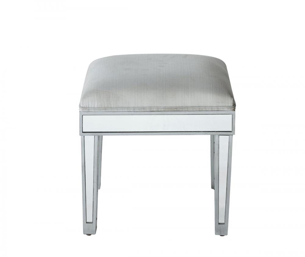 Dressing stool 18in. Wx 14in. D x 18in. H in antique silver paint