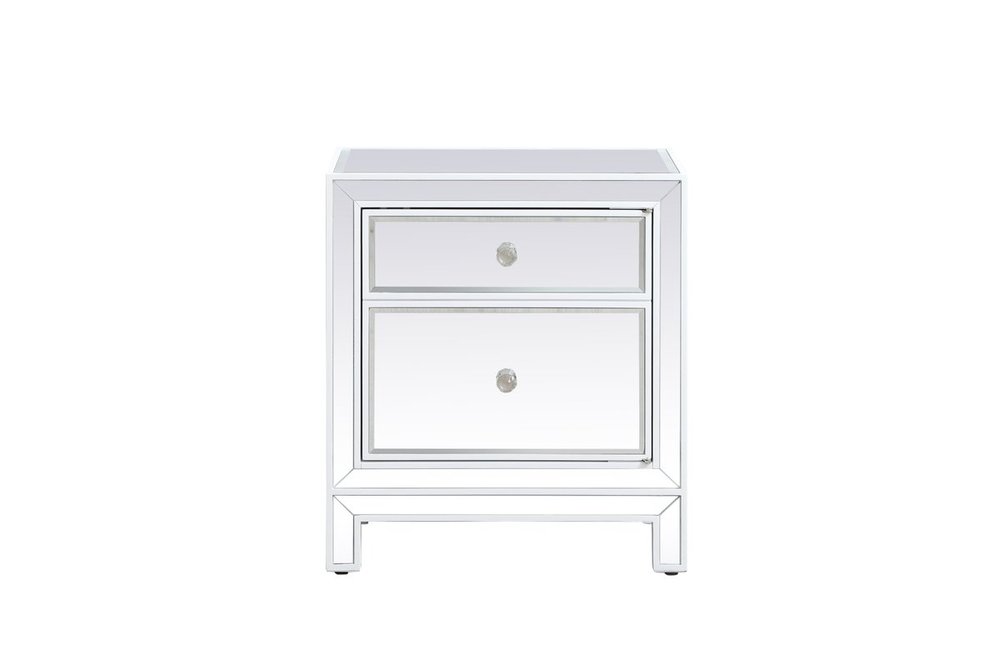 21 inch mirrored end table in white