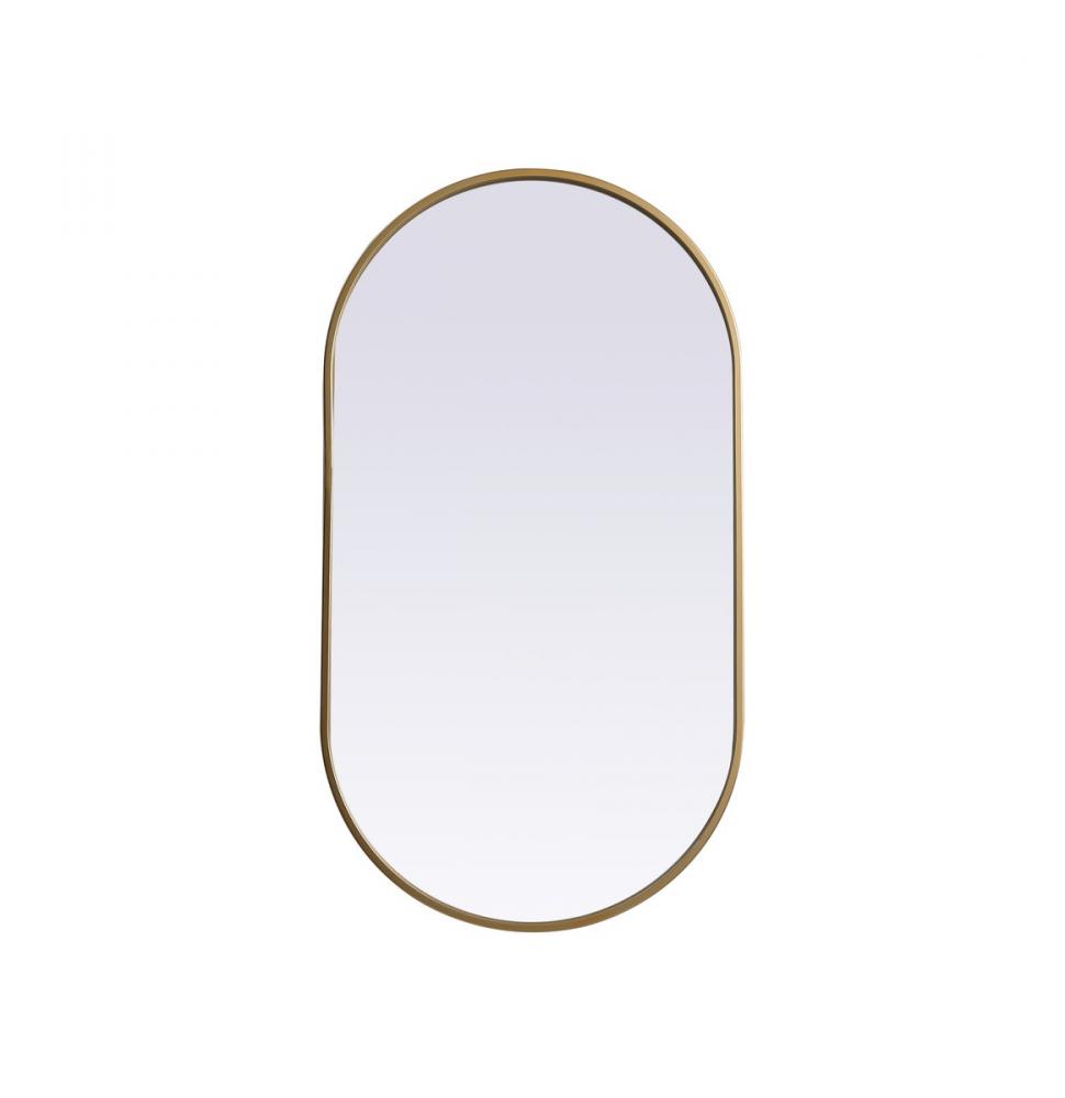 Metal Frame Oval Mirror 20x36 Inch in Brass