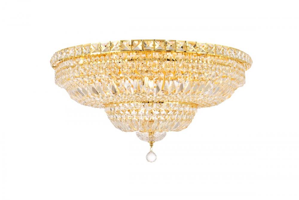 Tranquil 18 Light Gold Flush Mount Clear Royal Cut Crystal