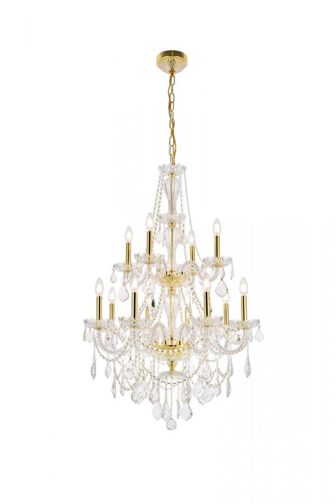 Giselle 12 Light Gold Chandelier Clear Royal Cut Crystal