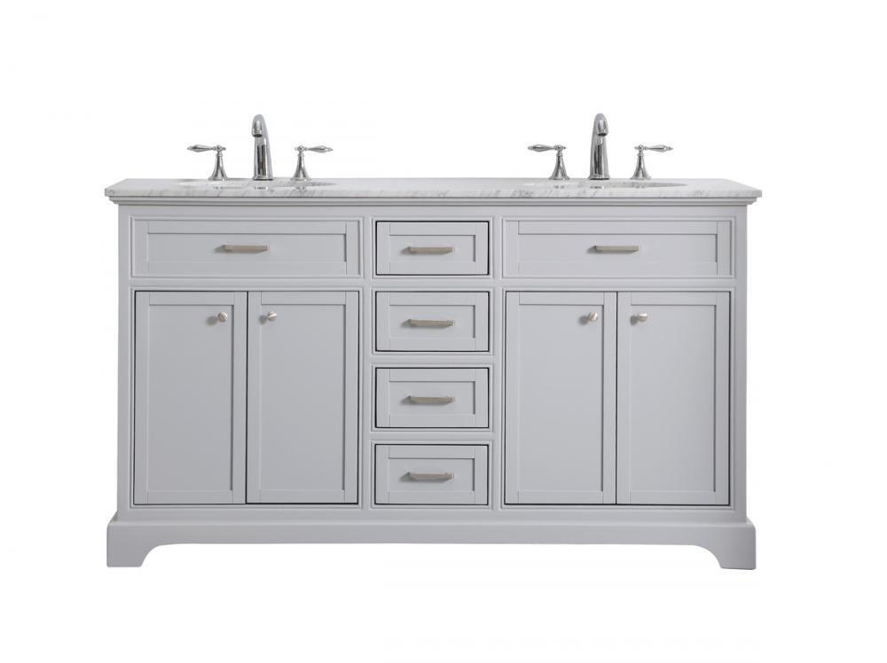 60 In. Double Bathroom Vanity Set in Light Grey