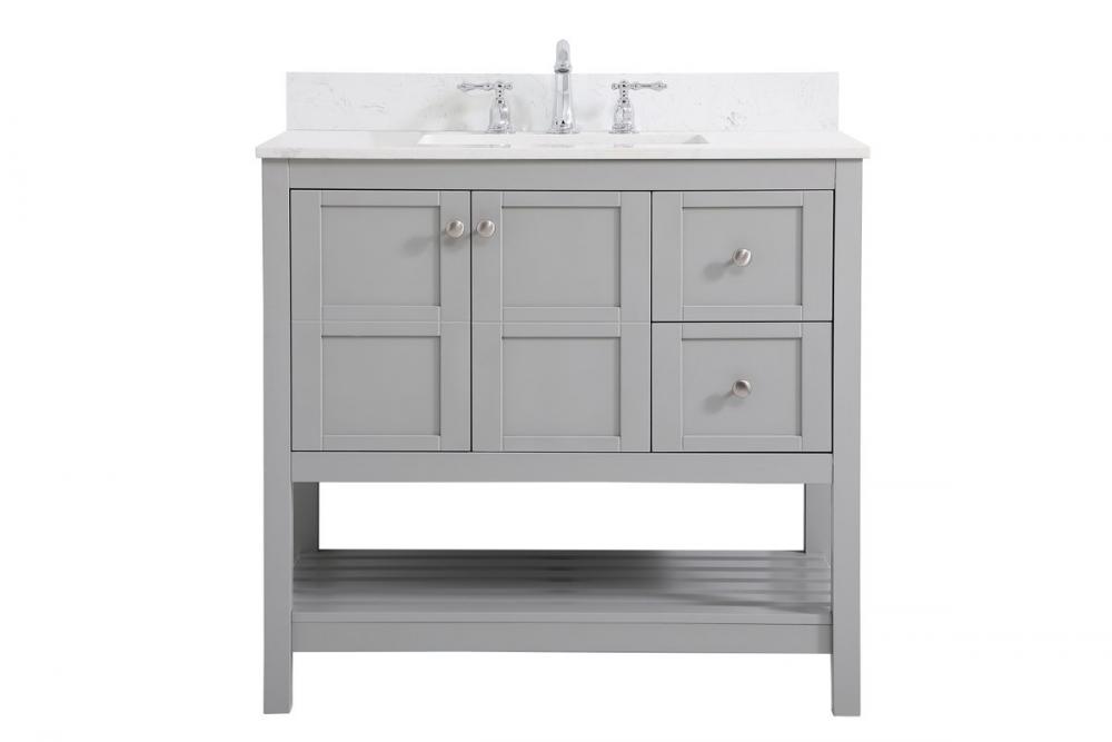 36 inch Single Bathroom Vanity in Gray with Backsplash