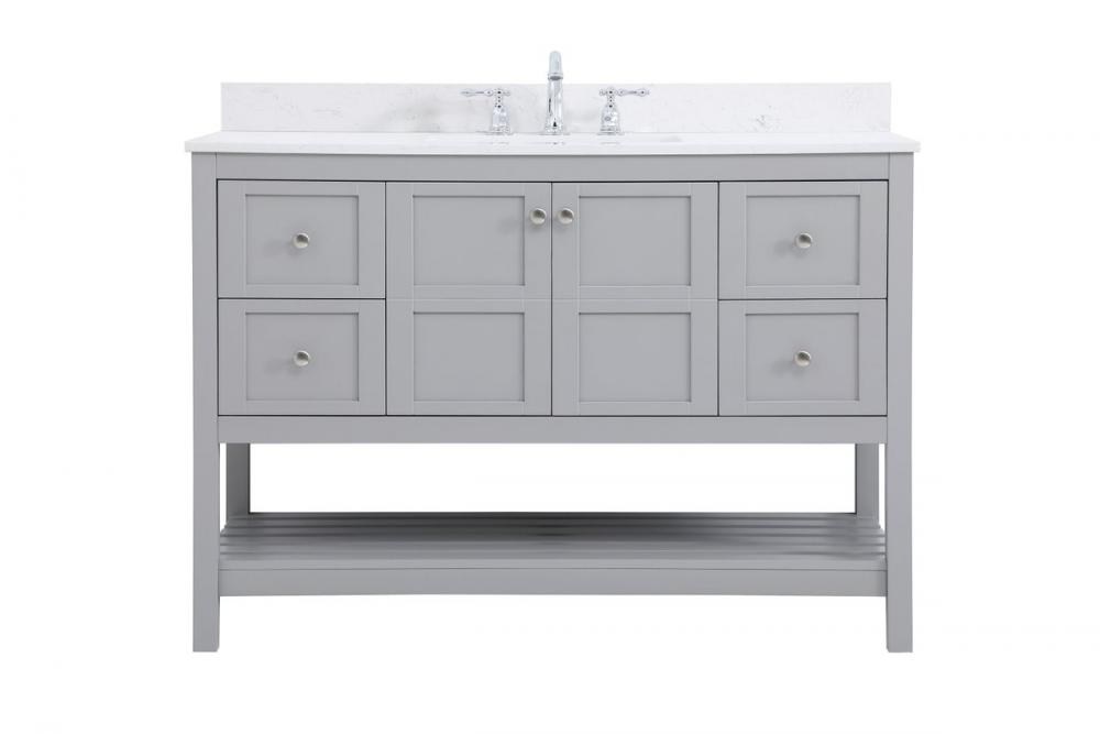 48 inch Single Bathroom Vanity in Gray with Backsplash