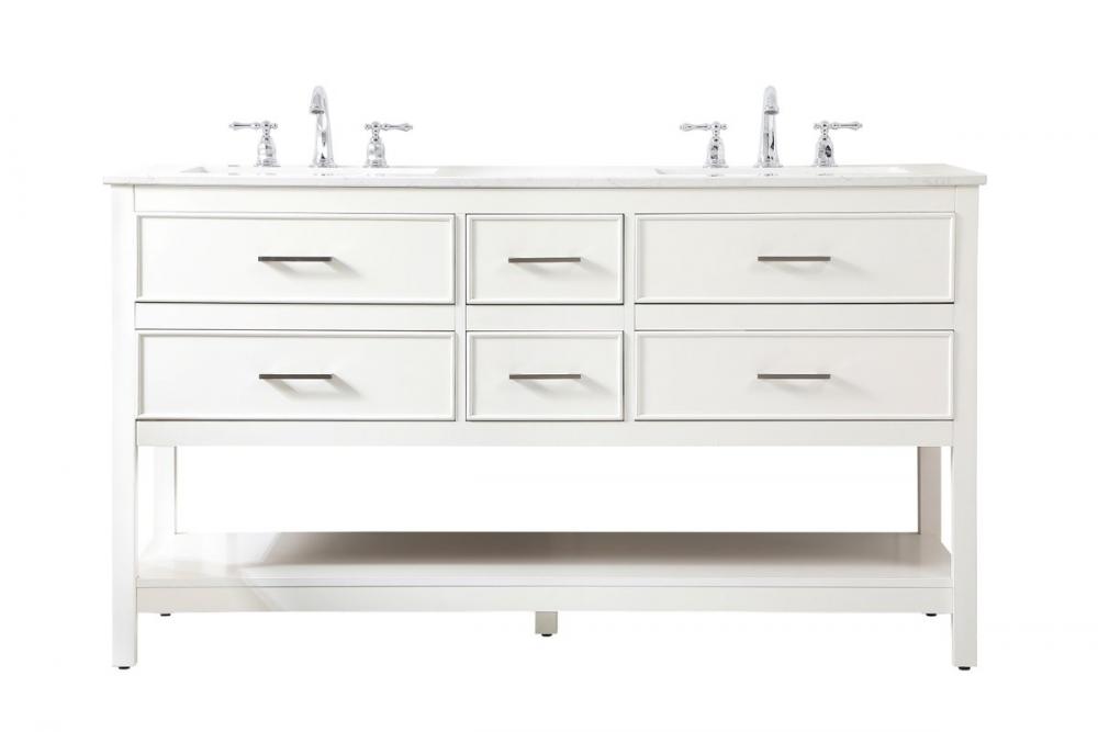 60 inch double bathroom vanity in white