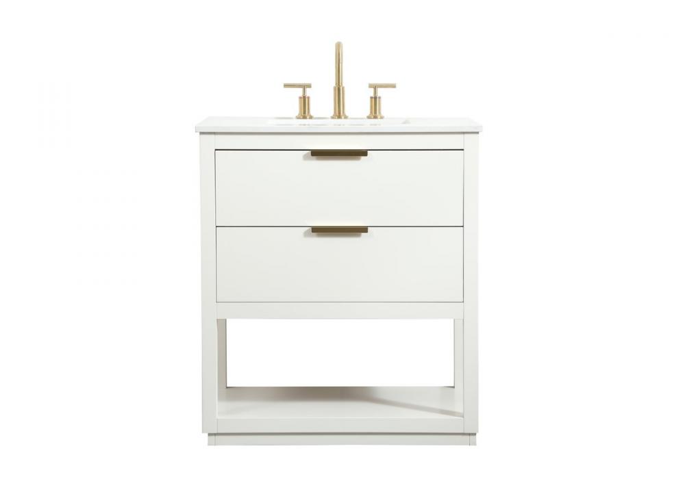 30 Inch Single Bathroom Vanity in White