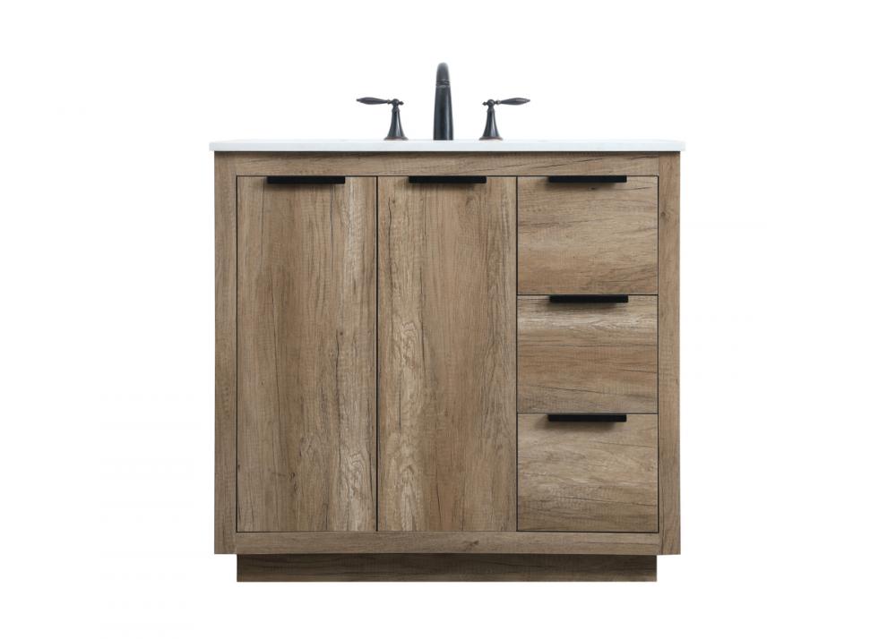 36 Inch SIngle Bathroom Vanity In Natural Oak