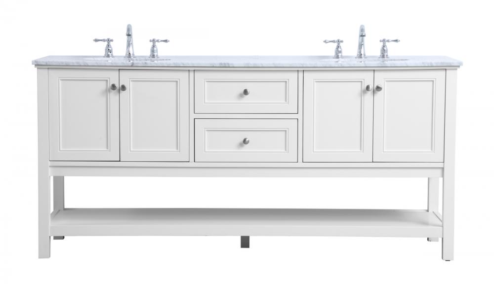 72 in. double sink bathroom vanity set in White