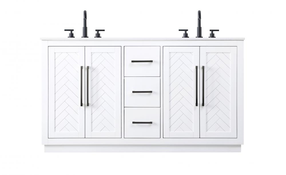 60 inch Double Bathroom Vanity in White