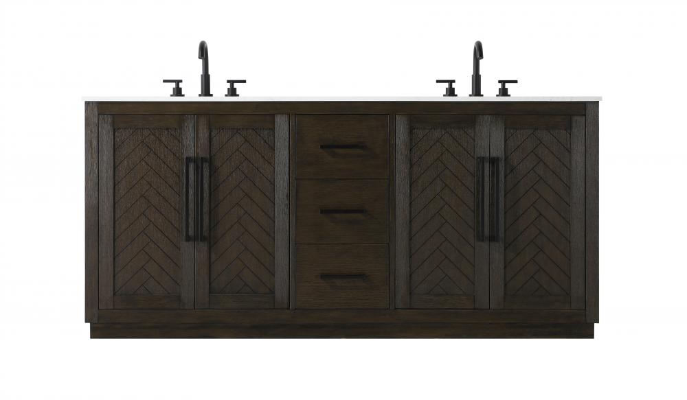 72 inch Double Bathroom Vanity in Chocolate Oak