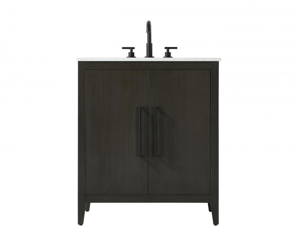 30 inch Single Bathroom Vanity in Mocha Brown