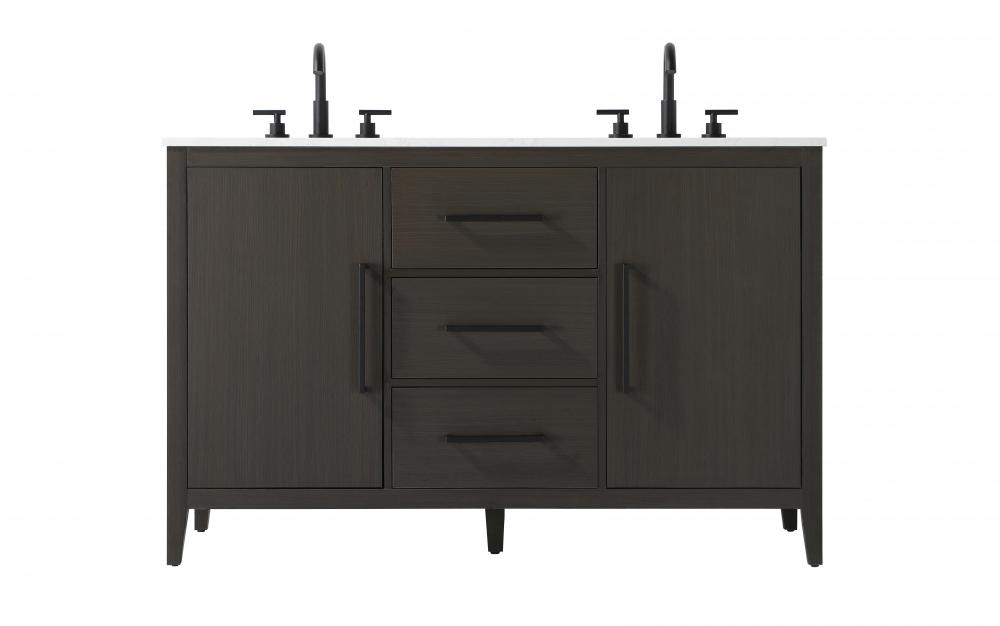 54 inch Double Bathroom Vanity in Mocha Brown