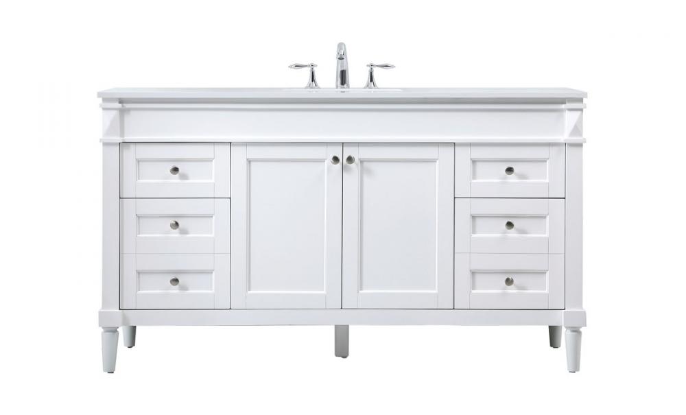 60 Inch Single Bathroom Vanity in White