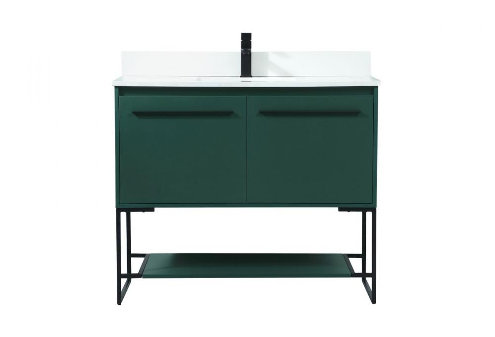 40 inch Single bathroom vanity in green with backsplash