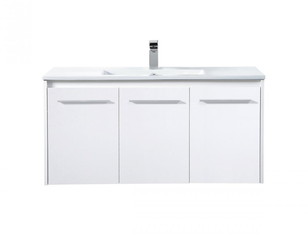 40 Inch Single Bathroom Floating Vanity in White