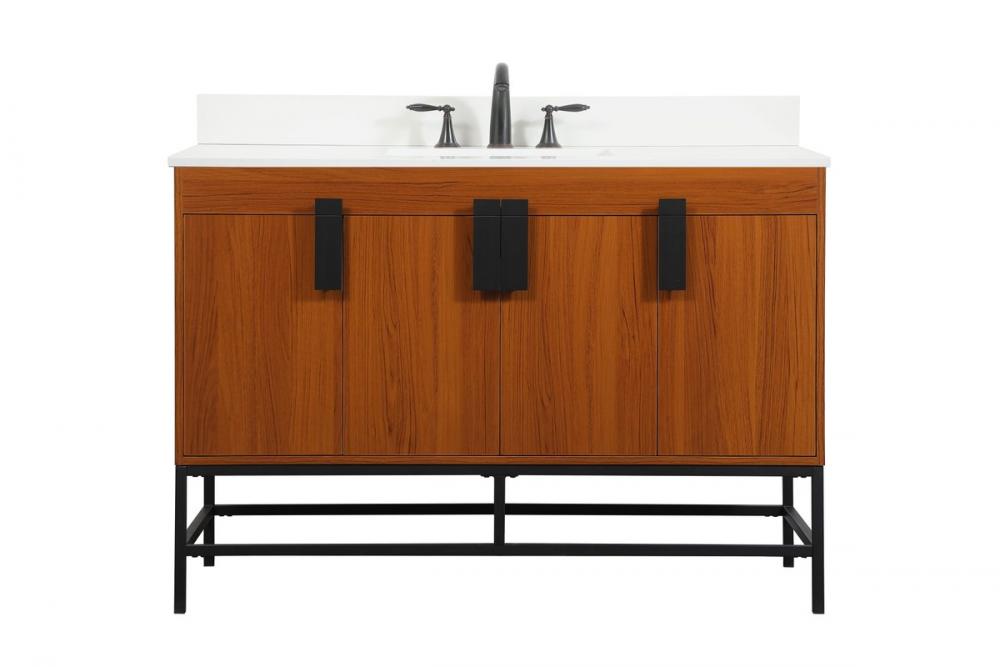 48 inch Single bathroom vanity in teak with backsplash