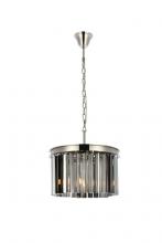 Elegant 1208D16PN-SS/RC - Sydney 3 Light Polished Nickel Pendant Silver Shade (Grey) Royal Cut Crystal