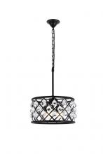 Elegant 1213D16MB/RC - Madison 4 Light Matte Black Pendant Clear Royal Cut Crystal