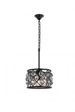 Elegant 1214D12MB-SS/RC - Madison 3 Light Matte Black Pendant Silver Shade (Grey) Royal Cut Crystal