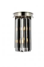 Elegant 1238W8PN-SS/RC - Sydney 2 Light Polished Nickel Wall Sconce Silver Shade (Grey) Royal Cut Crystal