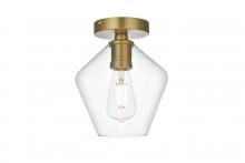 Elegant LD2254SG - Gene 8 inch Flush Mount Clear Shade in Satin Gold