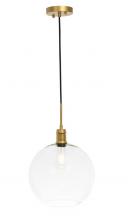 Elegant LD6209BR - Emett 1 Light Brass and Clear Glass Pendant