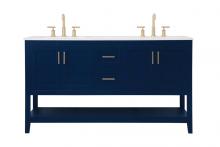 Elegant VF16060DBL - 60 inch Double Bathroom Vanity in Blue