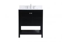 Elegant VF16430BK-BS - 30 Inch Single Bathroom Vanity in Black with Backsplash