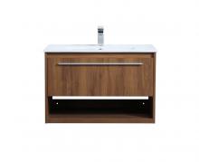 Elegant VF43030WB - 30 inch Single Bathroom Floating Vanity in Walnut Brown