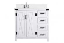 Elegant VF90236WH-BS - 36 inch bathroom Vanity in White with Backsplash