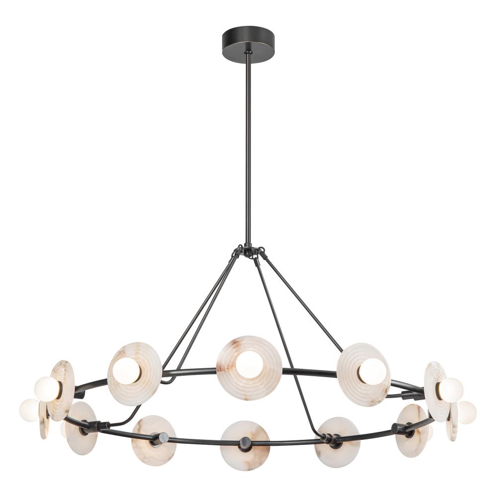 Dahlia 46-in Urban Bronze/Alabaster LED Chandeliers