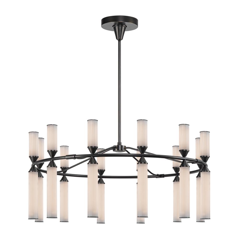 Edwin 38-in Urban Bronze/Frosted Ribbed Glass LED Chandelier