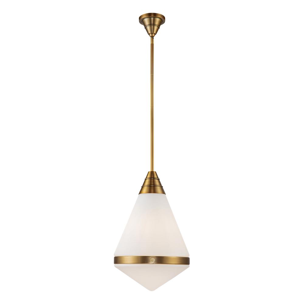 Willard 22-in Vintage Brass/Opal Matte Glass 1 Light Pendant