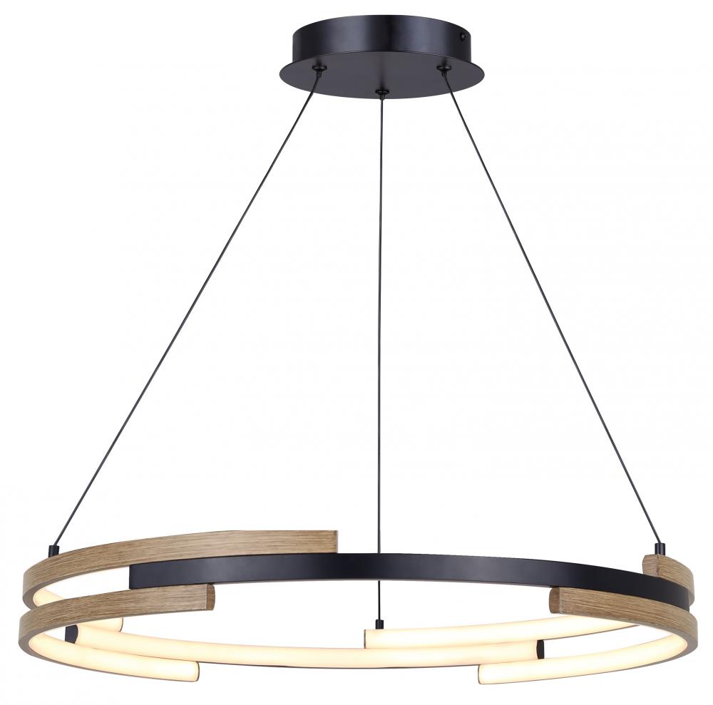 AZRIA 6 Light Matte Black Mid Century Modern Chandelier with Integrated LED for Dining Rooms