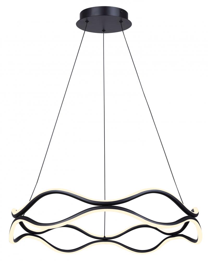 CASTRA 3 Light Black Modern Chandelier with Integrated LED for Dining Rooms and Living Rooms