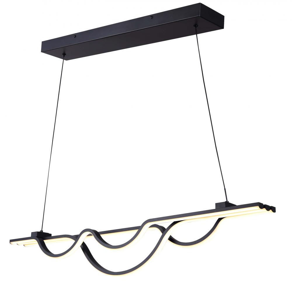 VEIRA, LCH261A36BK, MBK Color, 36" Width Cord LED Chandelier, PVC, 42W LED (Integrated), Dimmabl