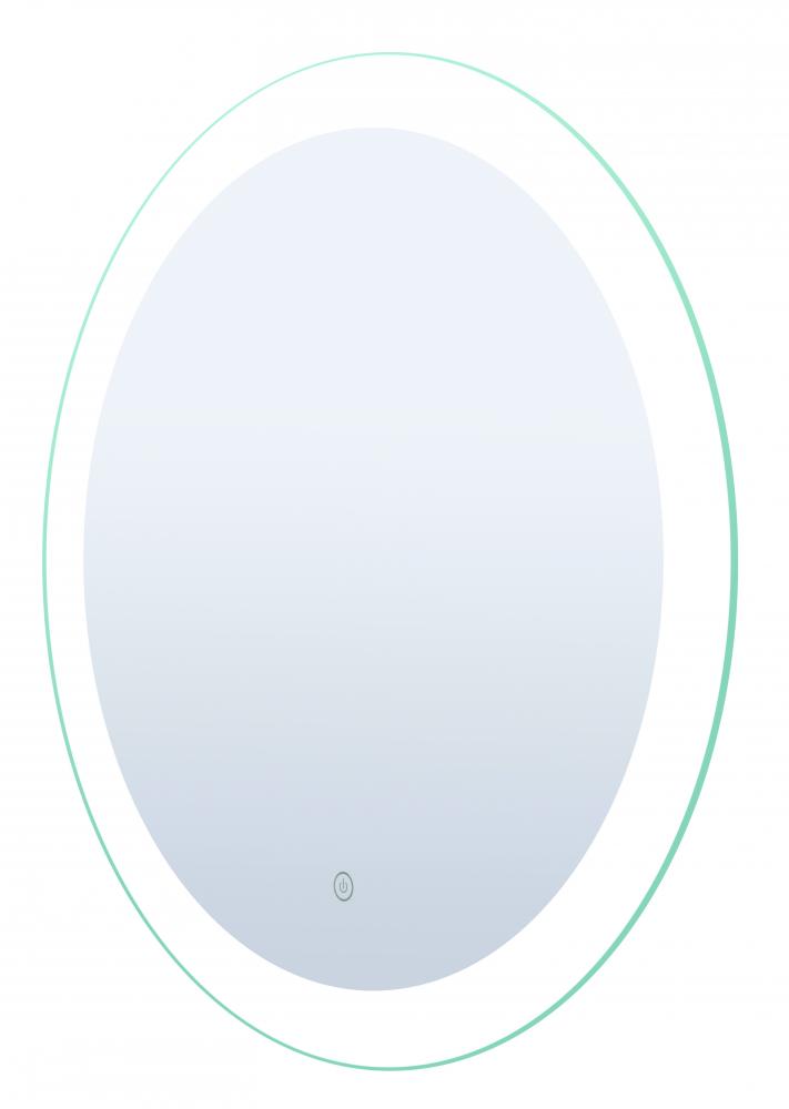 LED Oval Mirror, 27.5" W x 27.5" H, On off Touch Button, 43W, 3000K, 80 CRI