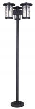 Canarm IOL568BK - LEON 3-Light Post Outdoor, Black Sand, Watermark Glass, 25.125" W x 84" H, Bulbs Included