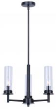 Canarm ICH1205A03BK - 3 Lt Rod Chandelier, Clear Glass, 60W Type C, 16inch W x 14.625 - 62.625inch H