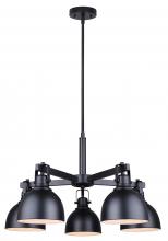 Canarm ICH622A05BK - POLO, ICH622A05BK, MBK Color, 5 Lt Rod Chandelier, 60W Type A, 25" W x 17.5 - 65.5" H