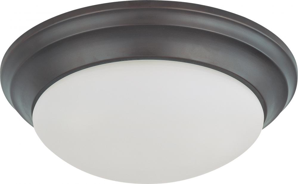 14" - LED Flush with Frosted Glass- Mahogany Bronze Finish- 120-277V