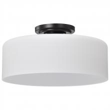 Nuvo 60/8035 - Warren; 13 Inch Semi Flush Mount; Gun Metal with Satin White Glass