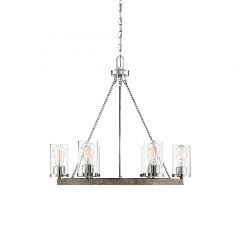 6-Light Chandelier in Greywood Chrome