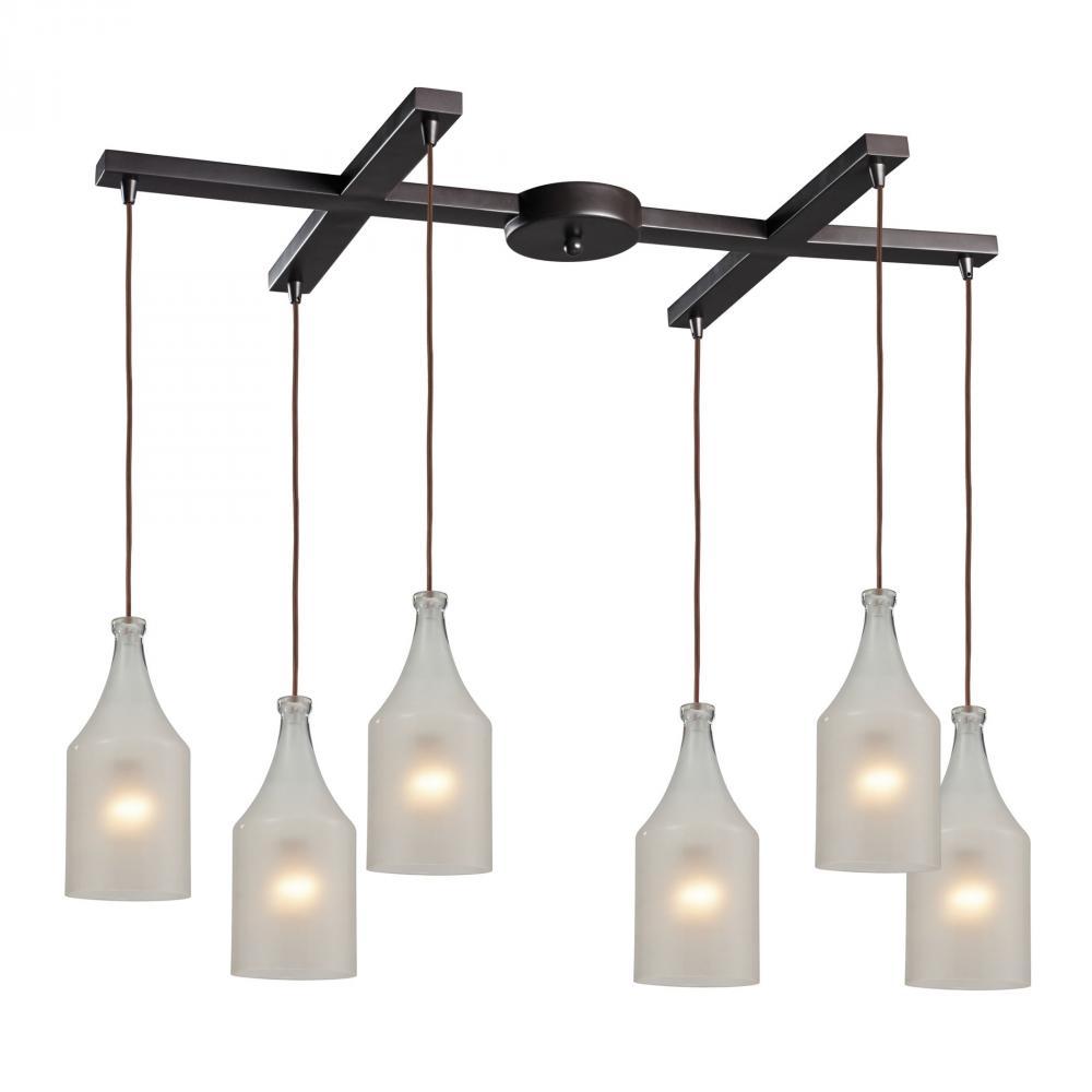 Skylar 6 Light Pendant In Oiled Bronze And Frost